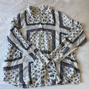 Free People long sleeve button down pattern shirt